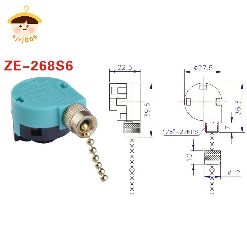 〔8C05〕 สวิตช์พัดลมเพดาน 3 ความเร็ว 4 สาย ZE-268S6 พัดลมดึงโซ่สวิตช์ควบคุมความเร็ว 〔8C〕