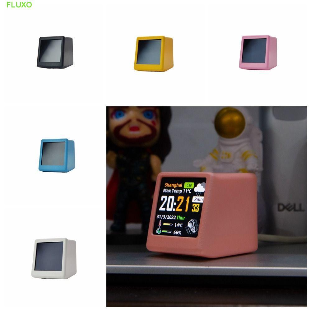 FLUXO นาฬิกาตั้งโต๊ะ WiFi,เครื่องวัดอุณหภูมิอิเล็กทรอนิกส์ LCD Digital Smart Weather Clock, Digital 