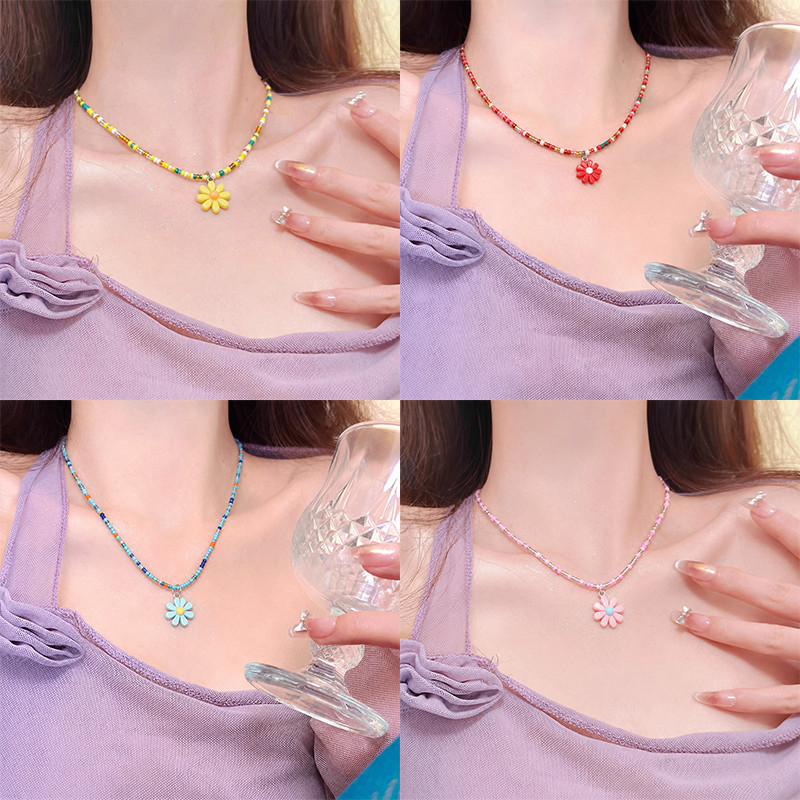 จี้ดอกไม้  necklace เครื่องประดับแฟชั่น handmade หลายสี สําหรับผู้หญิง COD