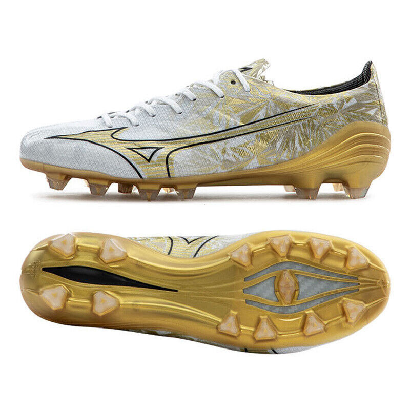 Mizuno Alpha Elite MD P1GA246250Golden Mens Football Boots มี Spikes ใหม่เอี่ยมพร้อมกล่อง Football B