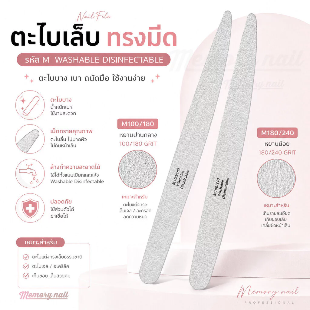 ( ตะไบเล็บ ทรงมีด M Washable Disinfectable) ตะไบบาง ตะไบหยาบ แบบบาง มี2แบบให้เลือก