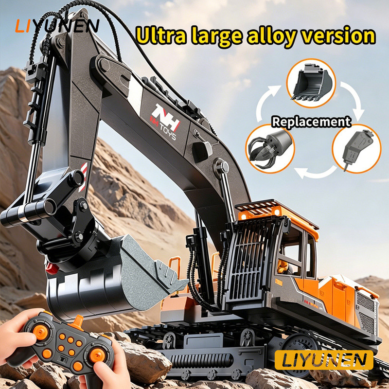 3 in 1 Alloy RC Excavator ควันจําลองไฟฟ้า 2.4 Ghz รีโมทคอนโทรล Excavator ของเล่นสําหรับชาย RC วิศวกร