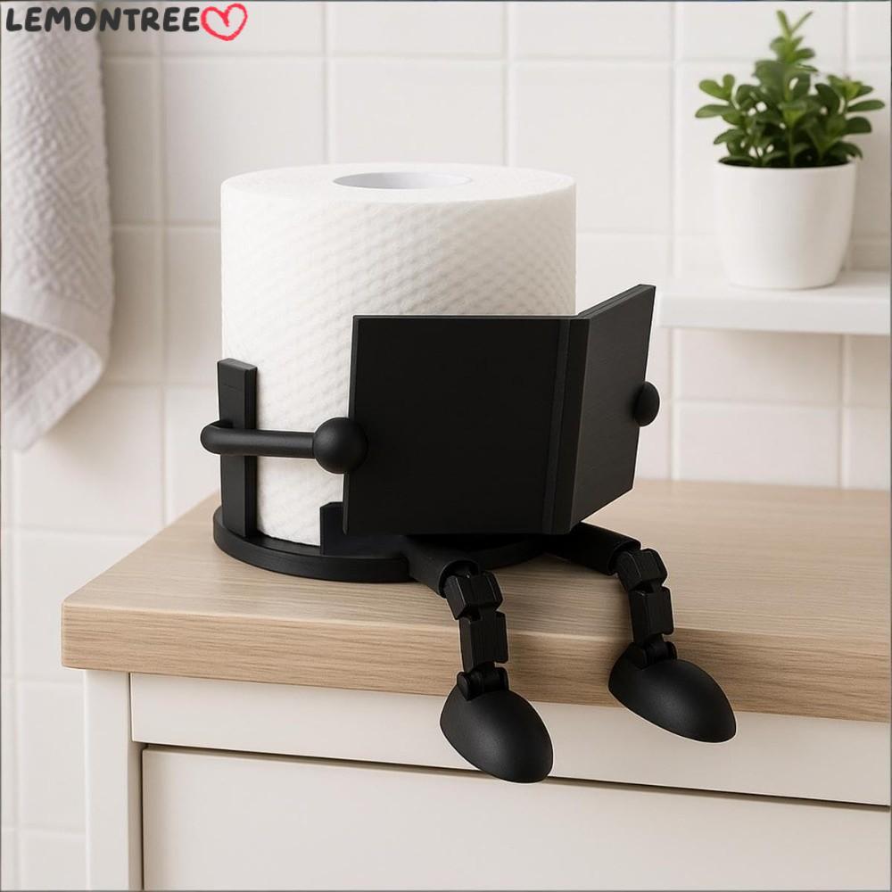 LEMONTREE ที่ใส่กระดาษชําระ, PP Table Stand Roll Towel Stand, พิมพ์สีดําสีขาว Reading Buddy ที่ใส่ทิ