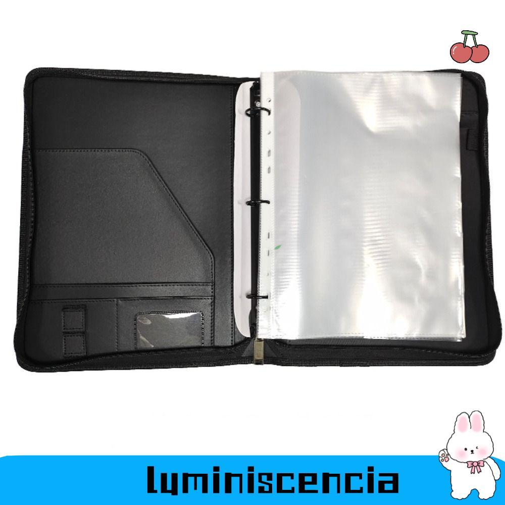 LUMINESCENCIA A4 เอกสาร Binder Organizer, หนังรีฟิลแฟ้มโฟลเดอร์, ซิป 3 แหวน Binder พร้อม 8 Pockes กร