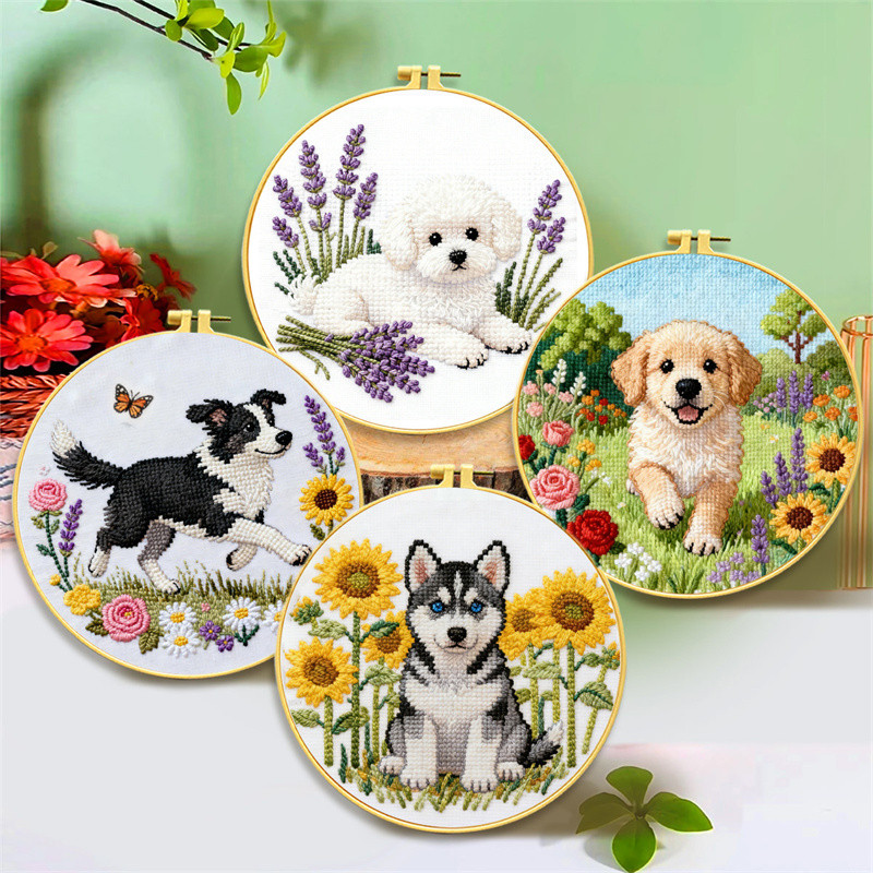 Cross-stitch สุนัขเย็บปักถักร้อย Starter Kit DIY ชุดเย็บปักถักร้อย DIY Manualidades เข็ม Art Home Decor