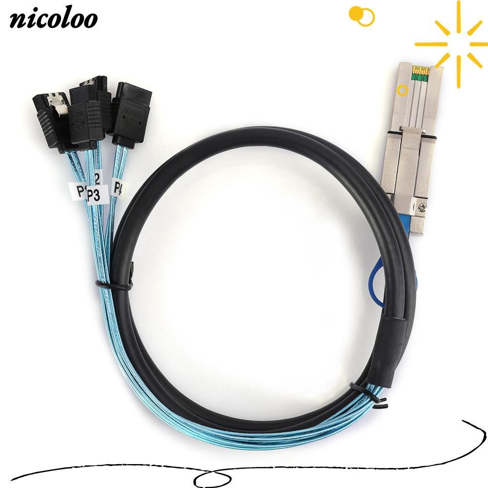 NICOLO SFF-8088 สายเคเบิล 26P ถึง 4 X SATAs, สายเคเบิล SAS ขนาดเล็ก 1 เมตร 6Gbps, ตัวควบคุมการจัดเก็