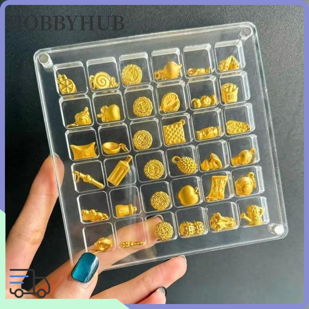 โฮบบี้ฮับ กล่องเก็บของกล่องแสดงทรงสี่เหลี่ยมโปร่งใสอะคริลิค 36/64/100 กริดกล่องคอลเลกชันเปลือกหอยแสดง