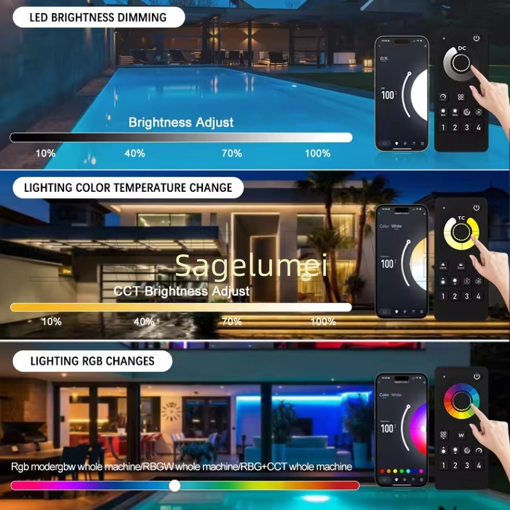 R101/R102/R102S/R103/R104/R105 LED Dimmer บลูทูธ Touch รีโมทคอนโทรล Zone & Group Dimming สีเดียว/CCT