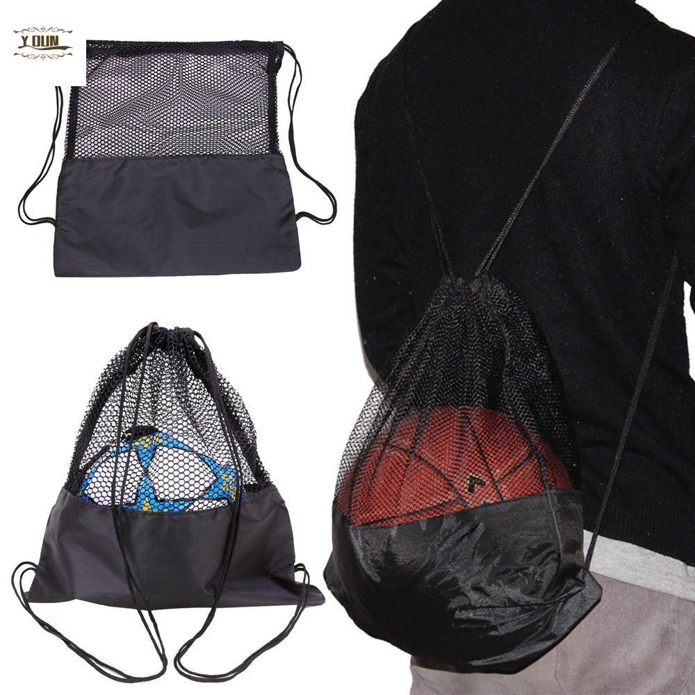 IVEYOUNG Ball Storage Backpack, Black Basketball Cover Mesh Bag, Mesh Bag Portable Volleyball Ball S