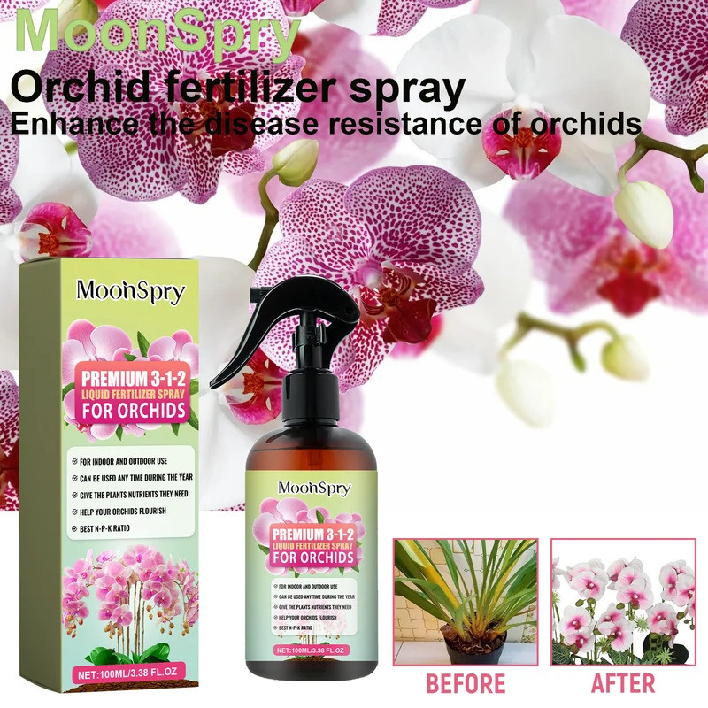 MoonSpry Orchid Bloom Booster - Professional Fertilizer Spray for Abundant Blooms & Leaf Growth.Nutr