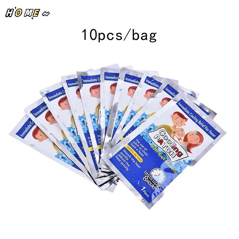 NewHOME 10 ชิ้น/ถุง Pain Relief Baby Fever Patch นํา Fever Down Cooling Gel สําหรับอาการปวดหัว