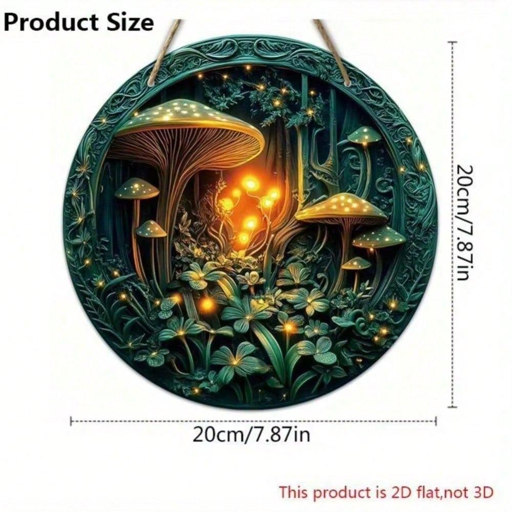CIFbuy รอบเห็ด Wall Art 2D บรรเทาผลสําหรับห้องนั่งเล่นห้องนอนตกแต่งแขวน