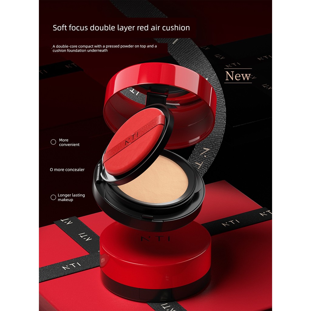 พัฟแต่งหน้า พัฟ NTI Soft Velvet Matte Cushion BB Cream Pressed Powder Combination คอนซีลเลอร์ Moistu