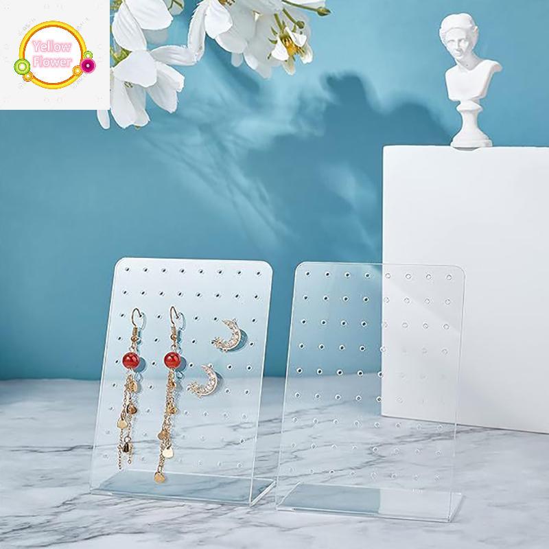 YellowFlower 72 หลุมอะคริลิคผู้ถือต่างหู Organizer หู Studs เครื่องประดับจอแสดงผล Ra ตู้โชว์ต่างหูขาตั้งจอแสดงผล TH
