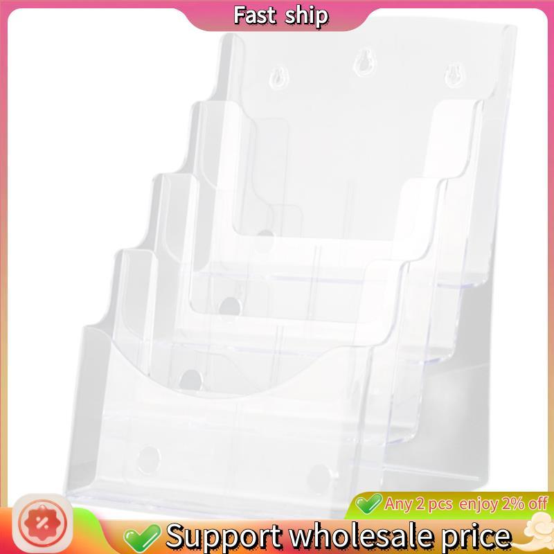 จัดส่งรวดเร็ว-A5 อะคริลิค Brochure Display Stand Rack Flyer Holder นิตยสาร Organizer