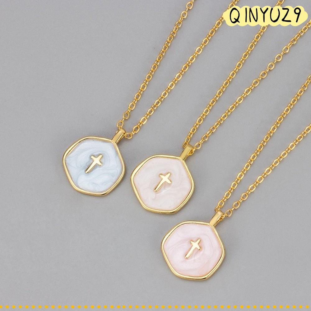 QINYUZ9QXสร้อยคอChoker,ไม่สม่ําเสมอสีสันเคลือบจี้สร้อยคอ,Minimalistขนาดเล็กCrossโลหะคอเครื่องประดับผ