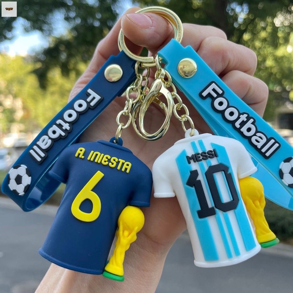 พวงกุญแจการ์ตูนฟุตบอลโลก 2026 - จี้เป้สะพายหลัง Messi Mbappe Jersey