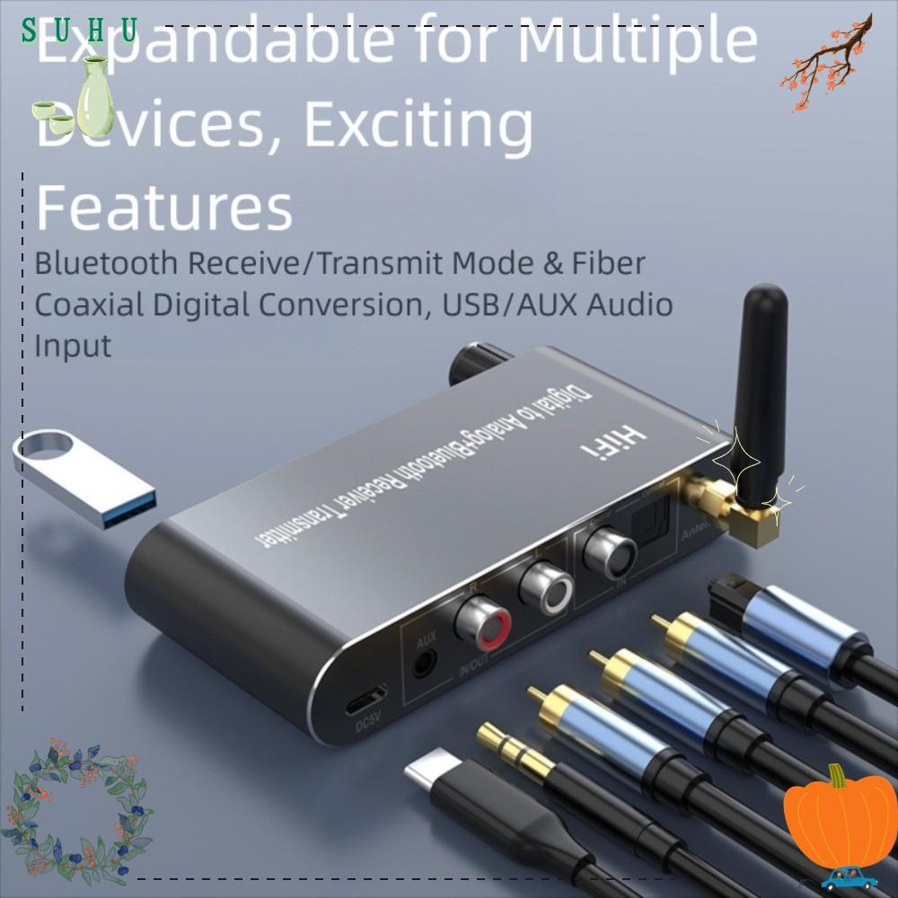 SUHU Digital Optical to 3.5 mm, 4 in 1 พร้อม Bluetooth 5.1 Receiver Digital to Analog Audio Converte