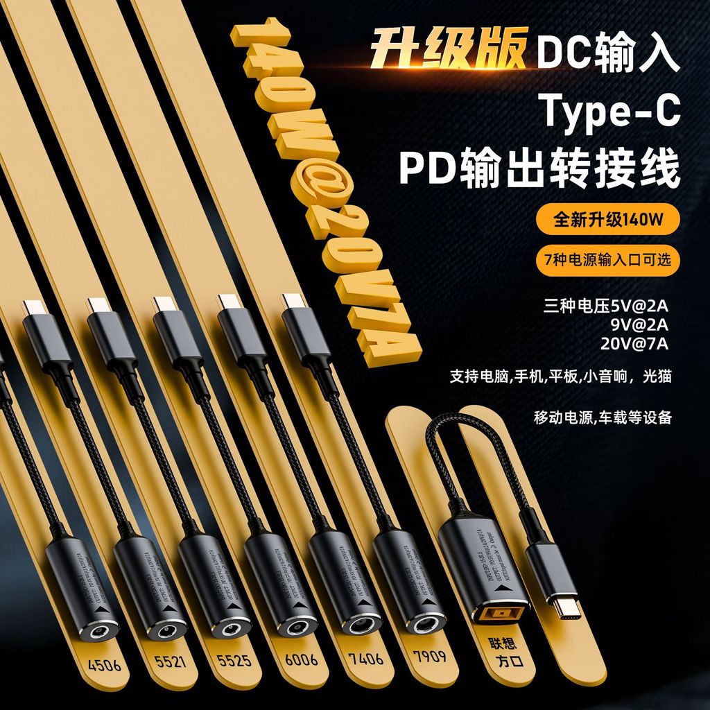 DC แจ็คอะแดปเตอร์ 6.0*3.7 / 4.5*3.0 / 7.4*5.0 ถึง Type-C PD 140W แล็ปท็อปสายชาร์จสําหรับ ASUS/Lenovo