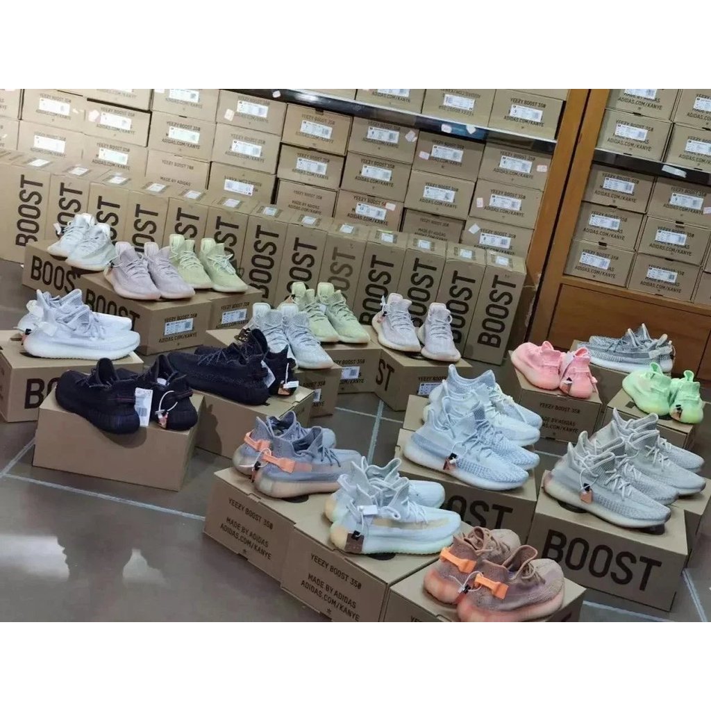 High-End จริงร้อน yezzy350v2 รองเท้ามะพร้าว 350v2 Gypsophila นางฟ้าสีดําเรืองแสงเนยสีเขียวสีเหลืองเง