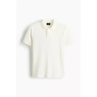 H&M(เอชแอนด์เอ็ม) เสื้อโปโลผ้าถักวาฟเฟิลทรงสลิม ผู้ชาย 1343188_1