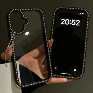 🚚COD🚚ขอบประดับเพชรเต็มวง เคสโทรศัพท์ for IPhone 17 Pro Max สำหรับ IPhone 13 14 15 11 12 16 Promax Air เคสใสกันกระแทก
