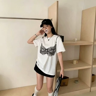 🚚【จัดส่งจากประเทศไทย】เสื้อยืดแฟชั่นสตรี โอเวอร์ไซส์ พิมพ์ลายบิกินี่ แฟชั่นเกาหลี เซ็กซี่ ชิค สาวอกอึ๋ม