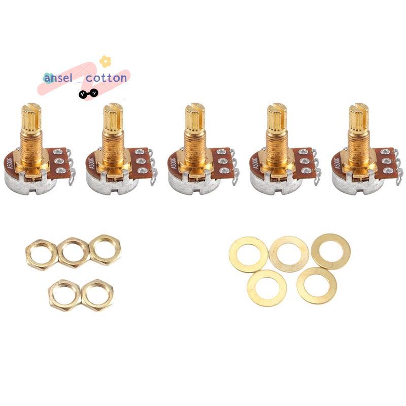 กีตาร์ Potentiometer Audio Volume & Tone Pots Switch Control A500k แยกเพลา Taper Potentiometers Gold