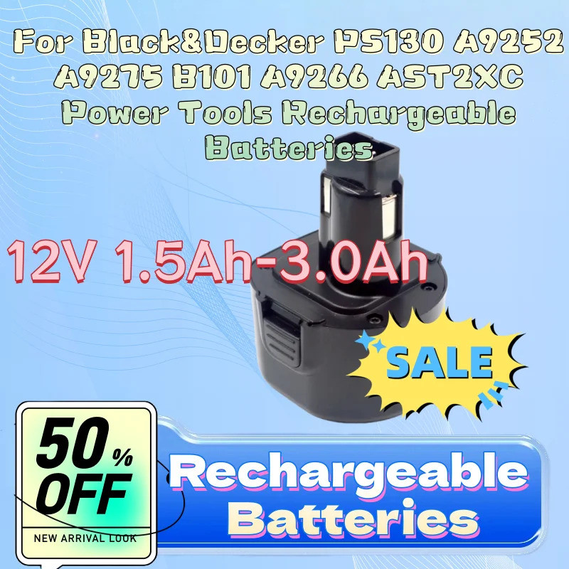 สําหรับ Black & Decker PS130 A9252 A9275 B101 A9266 AST2XC เครื่องมือแบตเตอรี่ชาร์จ 0 รอบ 12V 1.5Ah-