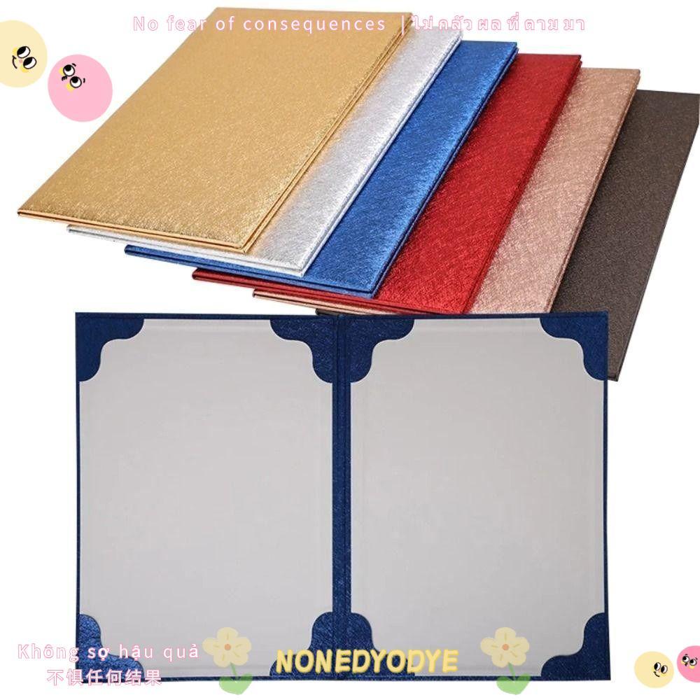 Nongyodye 1 ชิ้น A3 A4 ปกแข็งกระดาษ, ฝาครอบใบรับรองทองข้น, โฟลเดอร์หน้าไฟล์หนัง PU พื้นผิวตุ๊กตาสีแดงโฮสต์คําพูด
