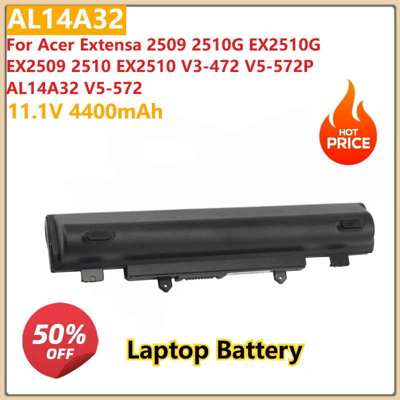11.1V 4400mAh AL14A32 แบตเตอรี่แล็ปท็อปสําหรับ Acer Extensa 2509 2510G EX2510G EX2509 2510 EX2510 V3