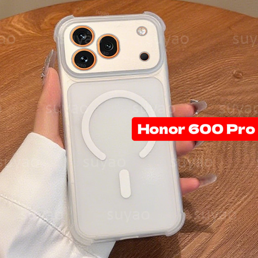 สําหรับ Honor 600Pro 600 Pro 2026 Magnetic Matte Clear เคสโทรศัพท์ปลอกนุ่ม Honor600Pro Honor600 Lite 400 สมาร์ท X9D โปร่งแสงถุงลมนิรภัย TPU กันกระแทก Anti-fall ฝาหลัง