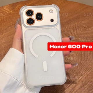 สําหรับ Honor 600Pro 600 Pro 2026 Magnetic Matte Clear เคสโทรศัพท์ปลอกนุ่ม Honor600Pro Honor600 Lite 400 สมาร์ท X9D โปร่งแสงถุงลมนิรภัย TPU กันกระแทก Anti-fall ฝาหลัง