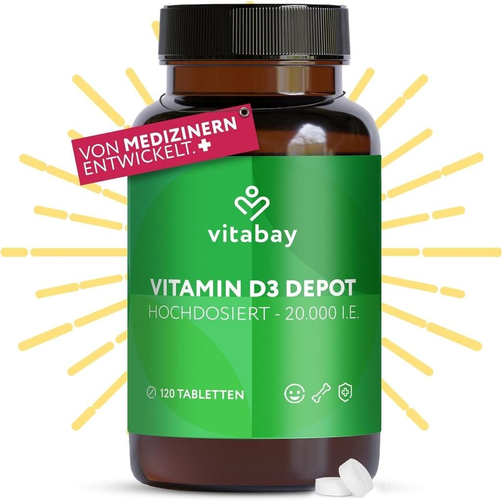 Vitabay D3 Depot 20000 IU – 120 – Dose 20000 D Tablets – Vit D Capsules Vit D3 20000