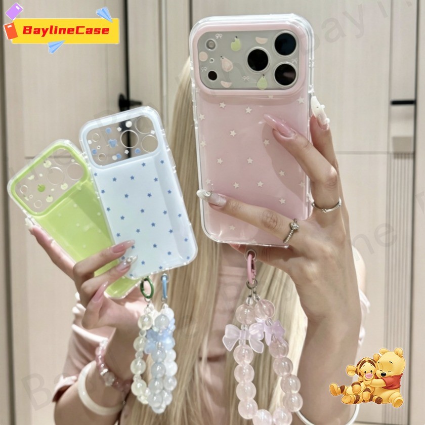 ขายร้อน Ins Star Polka Dot ผลไม้พิมพ์กล้อง + สร้อยข้อมือลูกปัดเคสโทรศัพท์ใช้งานร่วมกับ iPhone 17 16 15 14 13 12 11 Pro Max X Xr Xs Max 8 7 Plus Cover