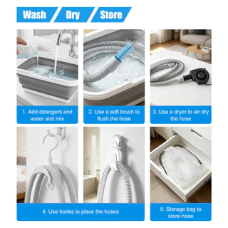 ชุดทําความสะอาด CPAP ที่สมบูรณ์แบบพร้อมท่อ CPAP เครื่องเป่าท่อทําความสะอาดตะขอแปรงพับอ่างล้างหน้า CPAP อุปกรณ์ทําความสะอาด
