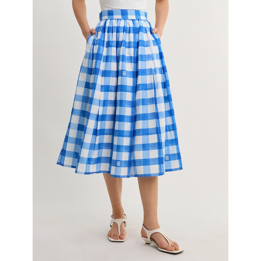 [Pomelo] กระโปรงพลีททรงมิดี้ลายสก็อต / Check Pleated Midi Skirt