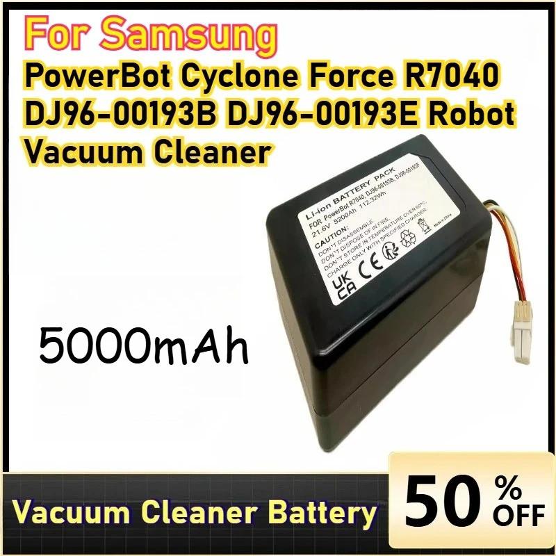 21.6V 5000mAh แบตเตอรี่สําหรับ Samsung PowerBot Cyclone Force R7040 DJ96-00193B DJ96-00193E เครื่องด