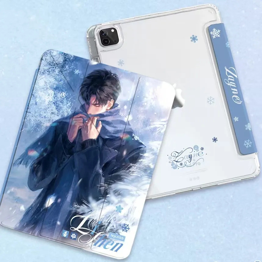 Pre-sale Love and Deepspace iPad Case Zayne คอลเลกชันวันเกิดฤดูหนาวที่อบอุ่น, Snowflake Themed Zayne