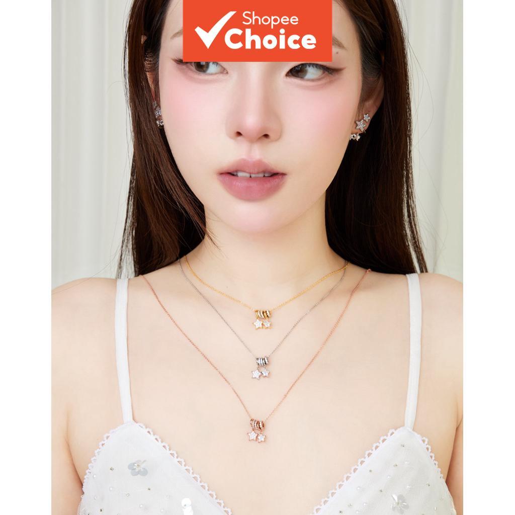 American Hot Girl Sparkling Diamond Star Necklace for Collarbone, Versatile Dainty Chain
