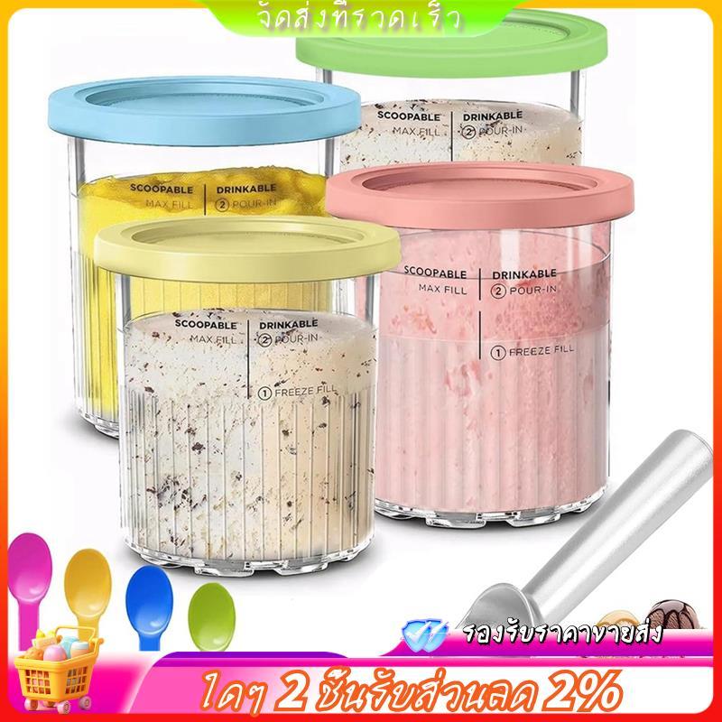 ภาชนะไอศกรีมสําหรับ Creami Pints และฝาปิด 24oz ถ้วย Creami Deluxe NC501 NC500 Series พร้อม Scoops อะ
