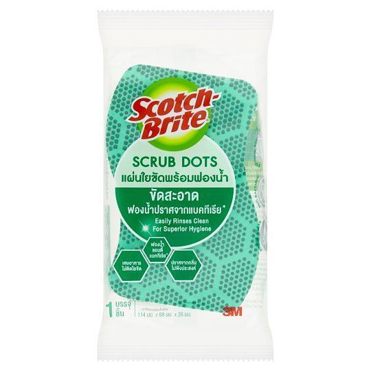 [สินค้าส่งด่วน]  สก๊อตช์ไบรต์ ฟองน้ำสครับดอท ทั่วไป SCOTCH BRITE SCRUB DOTS GREEN