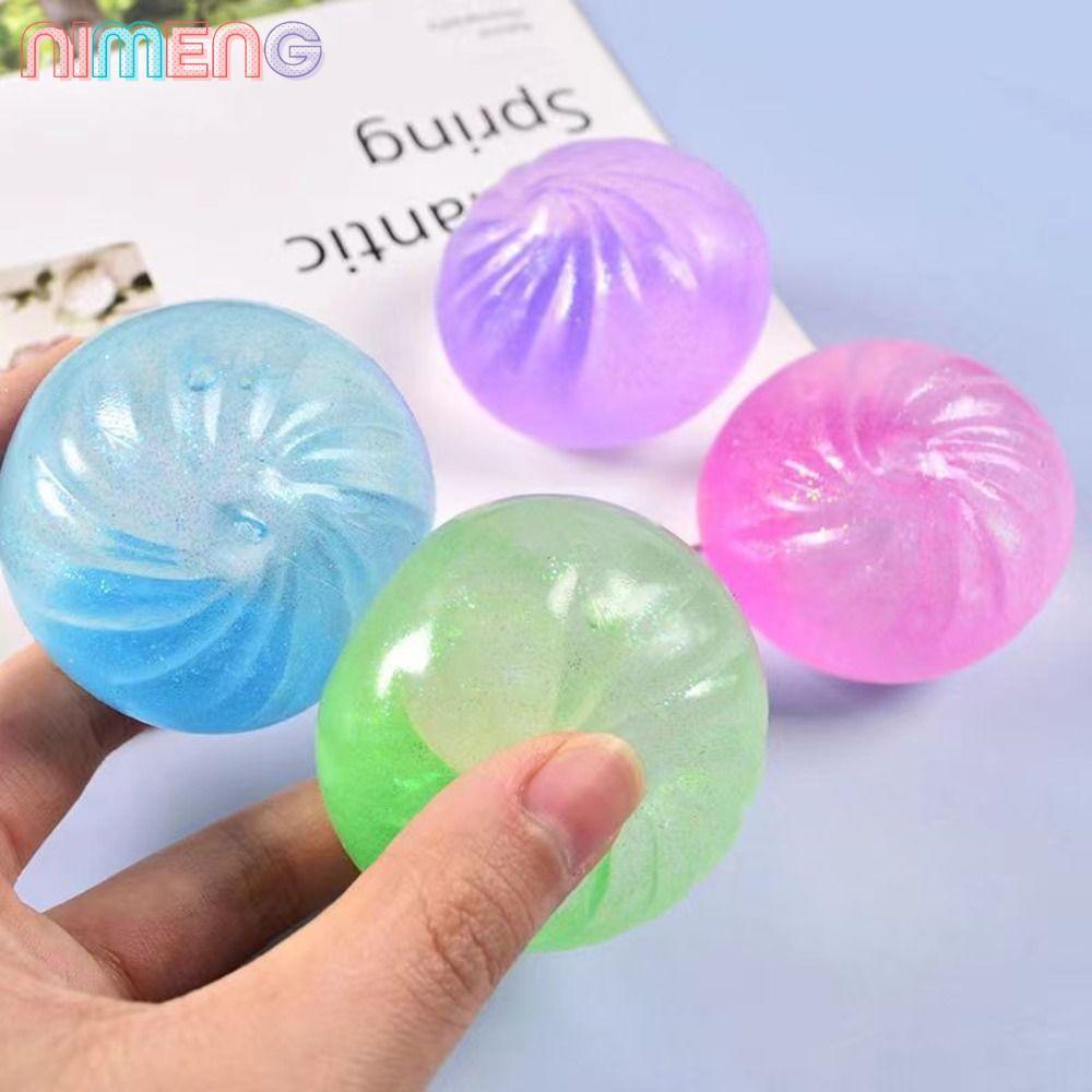 NIMENG เกี๊ยว Squishy ของเล่น, ความวิตกกังวลบรรเทาความเครียดน่ารักคริสตัล Bun, Creative Soft Glitter Dumpling Pinch Le ของขวัญ