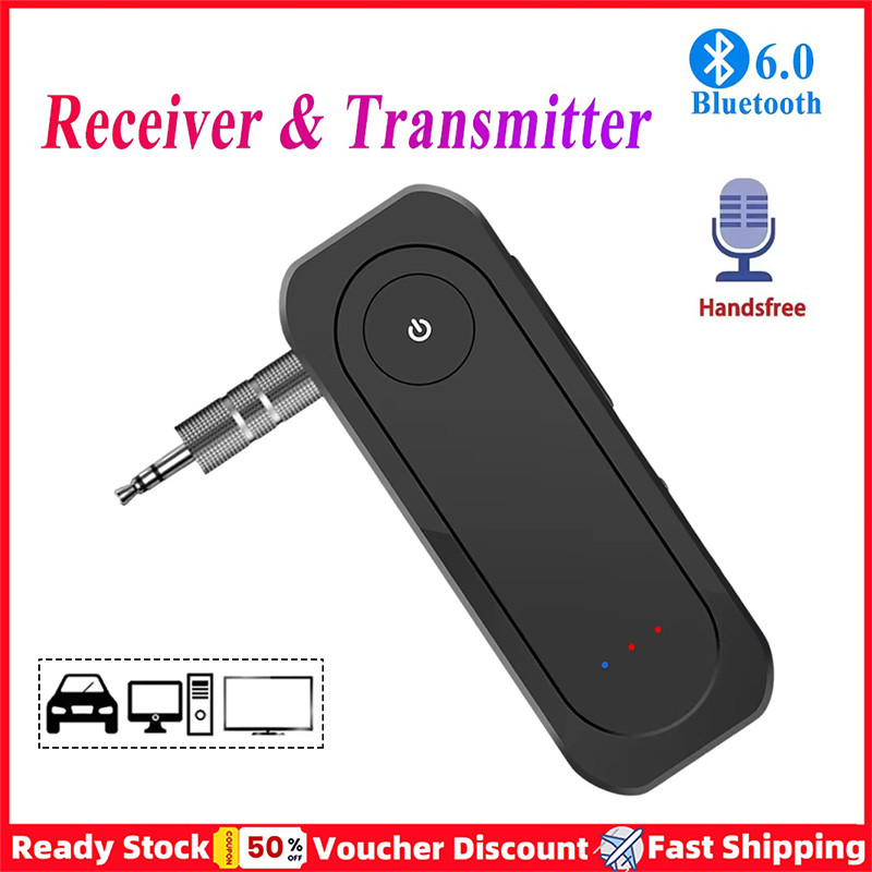 [คลังสินค้าพร้อม] Bluetooth6.0 เครื่องรับสัญญาณเสียงเครื่องส่งสัญญาณ 2 in 1 อะแดปเตอร์เสียงไร้สาย 3.5 มม.แจ็ค AUX USB Dongle อะแดปเตอร์เพลงรถยนต์ลําโพง