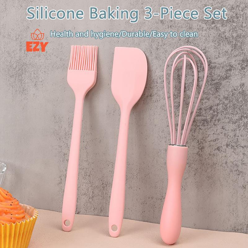 EZY 3 ชิ้น/เซ็ตซิลิโคนชุดเบเกอรี่เค้กครีมไม้พาย Scraper ครัวครัวเรือนไข่ Whisk บาร์บีคิวน้ํามันแปรง Gadget อุปกรณ์ครัวใหม่