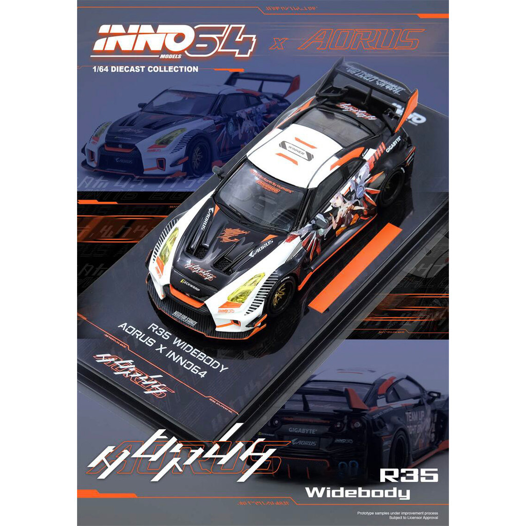 INNO 1:64 GT-R R35 WIDEBODY AORUS X INNO64 Limited Edition รถโมเดลDiecast