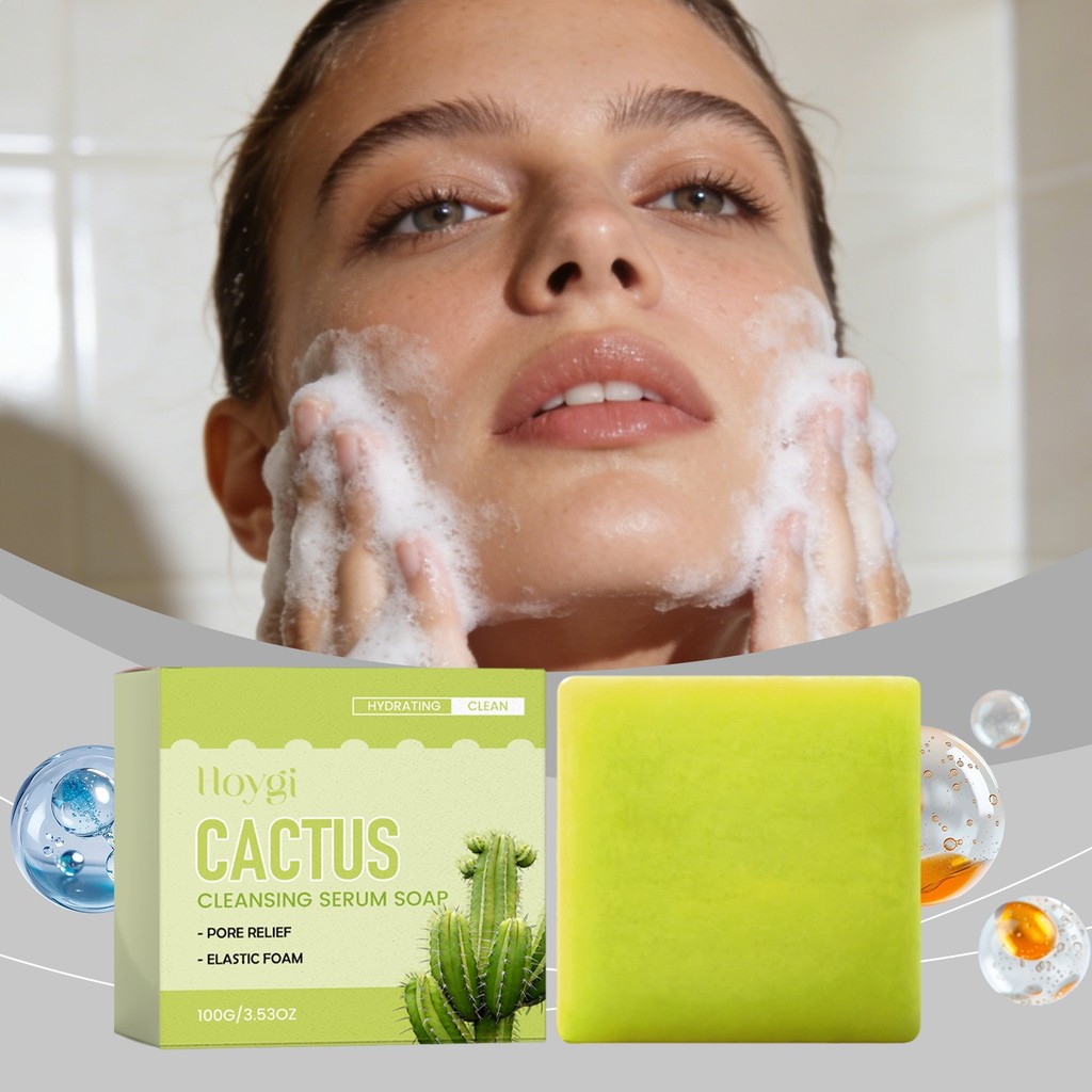 [คลังสินค้าพร้อม] HOYGI Cactus Cleansing Essence Soap Plant Foam Dense Care Skin Water Oil Balance P