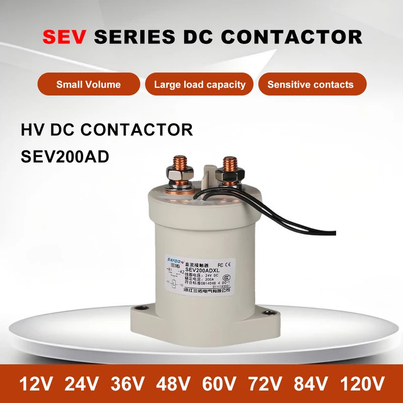 SEV200AD สถานีชาร์จแรงดันสูง DC คอนแทค DC ไฟฟ้ารีเลย์สวิทช์สําหรับ EV Charger 12V 24V 36V 48V 72V