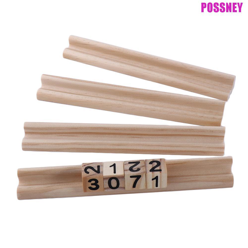 POSSNEY Domino Holders Professional Player Wooden 4 Racks Domino Games Chickenfoot Domino Trays Hold