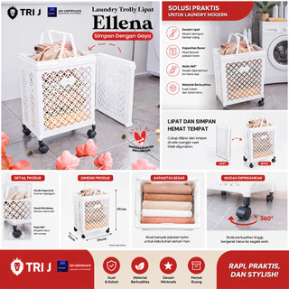 TRI J Keranjang Baju Lipat Serbaguna Portable ELLENA Tempat Laundry Pakaian Kotor